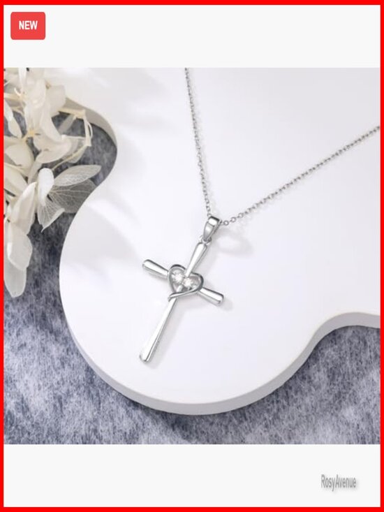 Forever Grown Diamonds Lab Grown Diamond Cross 18 S925 Sterling Silver Lab Grown Diamond Cross Pendant Necklace Gift